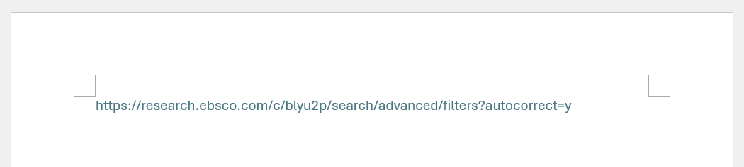Screenshot of bare URL in a Word document