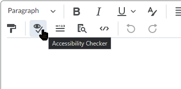 Brightspace accessibility checker highlighted on toolbar