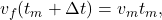 v_f(t_m+\Delta t)=v_mt_m,