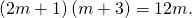 \left(2m+1\right)\left(m+3\right)=12m.