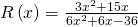 R\left(x\right)=\frac{3{x}^{2}+15x}{6{x}^{2}+6x-36}