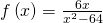 f\left(x\right)=\frac{6x}{{x}^{2}-64}