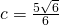 c=±\frac{5\sqrt{6}}{6}