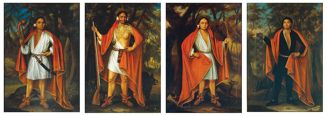 Four Indian Kings (Mohawk Kings) of the New World; four paintings.
