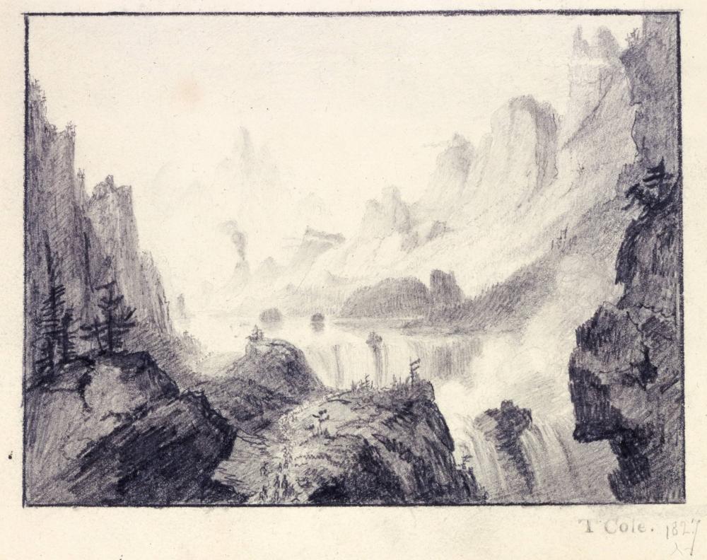 Landscape sketch, Landscape with Waterfalls, Folio 10 in the John Ludlow Morton Album,1827.