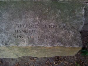 George Burroughs's marker at the Witch Trials Memorial, photograph.