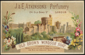 Postcard for Old Brown Windsor Soap, J & E Atkinson's Perfumery.