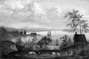 "Tarrytown Where Major André was Captured," 1828/9, from J. Milbert's Itineraire Pittoresque du Fleve Hudson, 1828-29.