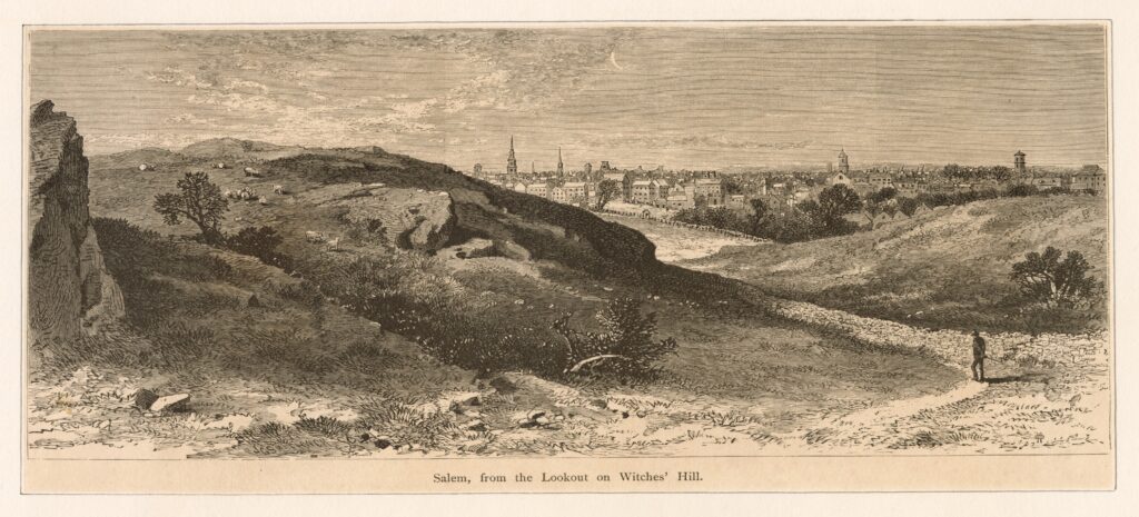 Illustration of Salem, from the lookout on Witches' Hill.