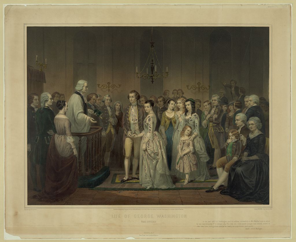 Wedding of George Washington and Martha Custis.