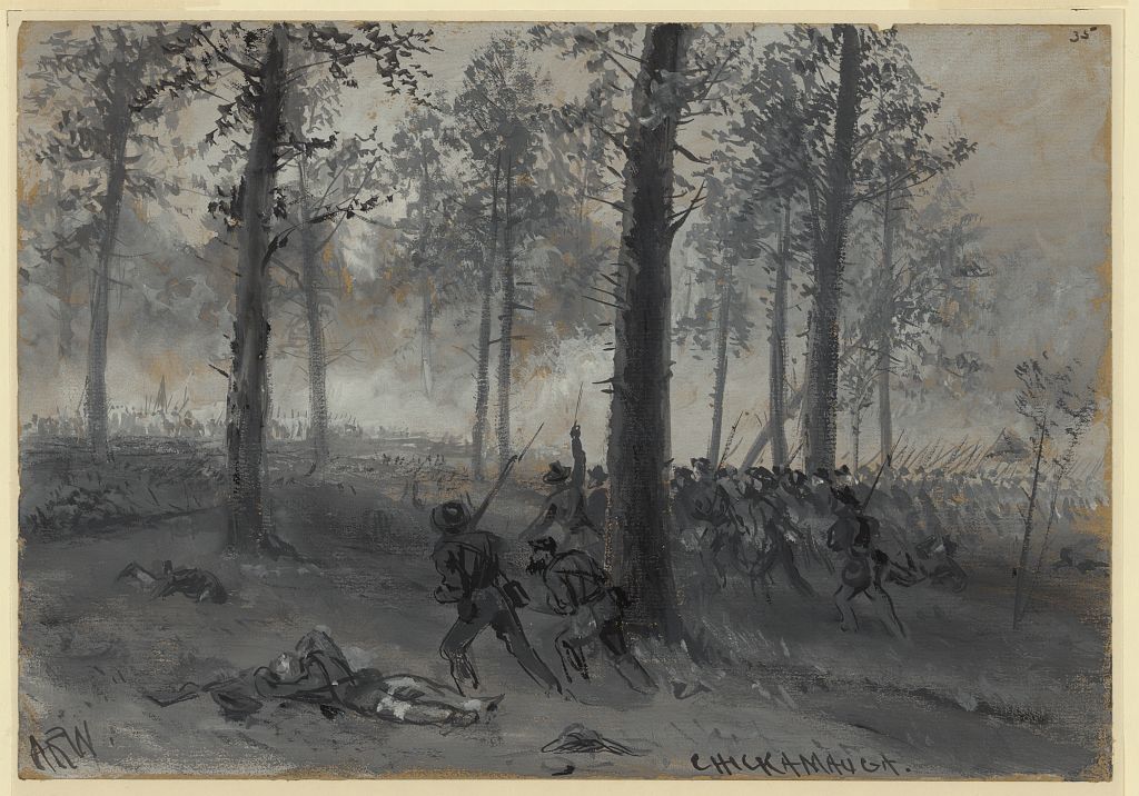 Artwork depicting the Battle of Chickamauga