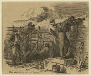 Drawing of sharpshooters in the Union Army.