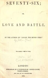 Title page of Seventy-six, or, Love and battle.