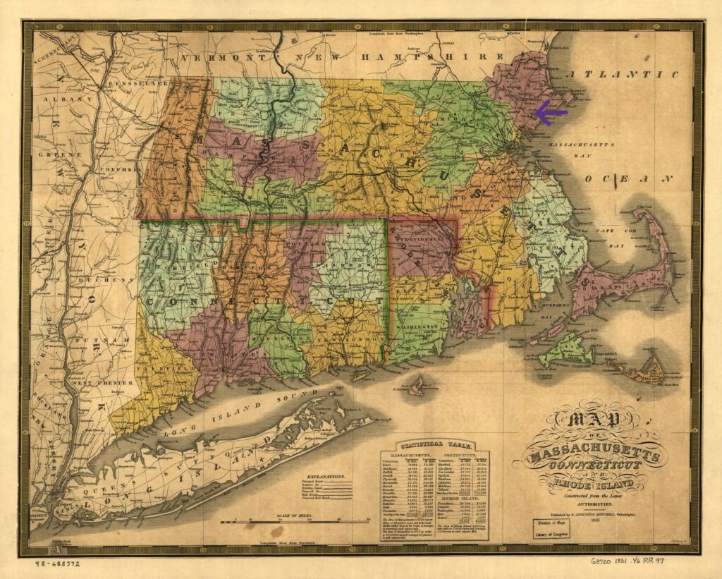 Map of Massachusetts, Connecticut and Rhode Island; constructed from the latest authorities. 1831, by J.H. Young and Samuel Augustus Mitchell.