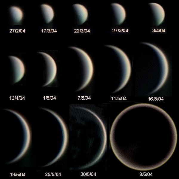 Views of Venus taken over many months from February to August 2004.