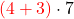 {\color{red}{(4+3)}}\cdot 7