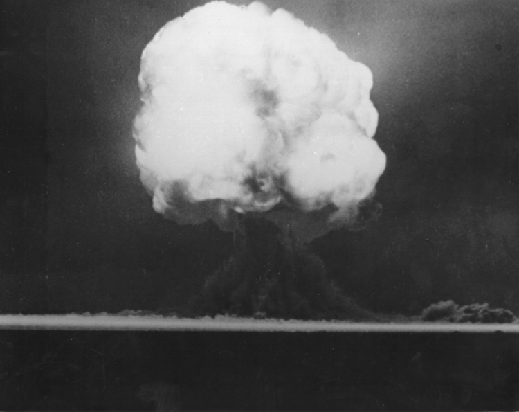 This figure has a mushroom-shaped cloud showing the explosion of a nuclear bomb.