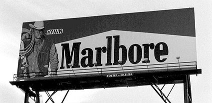 Image of altered billboard, with "Marlboro" changed to "Marlbore".