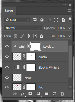 Screen capture of the Photoshop® Layers panel with a new Levels Adjustment layer added.