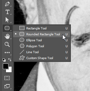 Selecting the Rounded Rectangle Tool from the Tools panel.