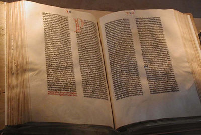 Photograph of a copy of the Gutenberg Bible