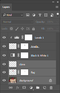 Screen capture of Layers panel showing three layers selected.