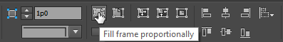Screen capture showing the Fill Frame Proportionally button's location in the InDesign® Control Bar