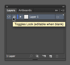 Close up of Layers panel and the Toggle lock icon