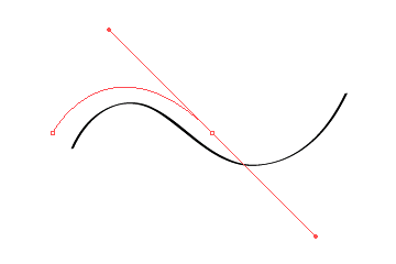 Setting the second anchor point to create the curve