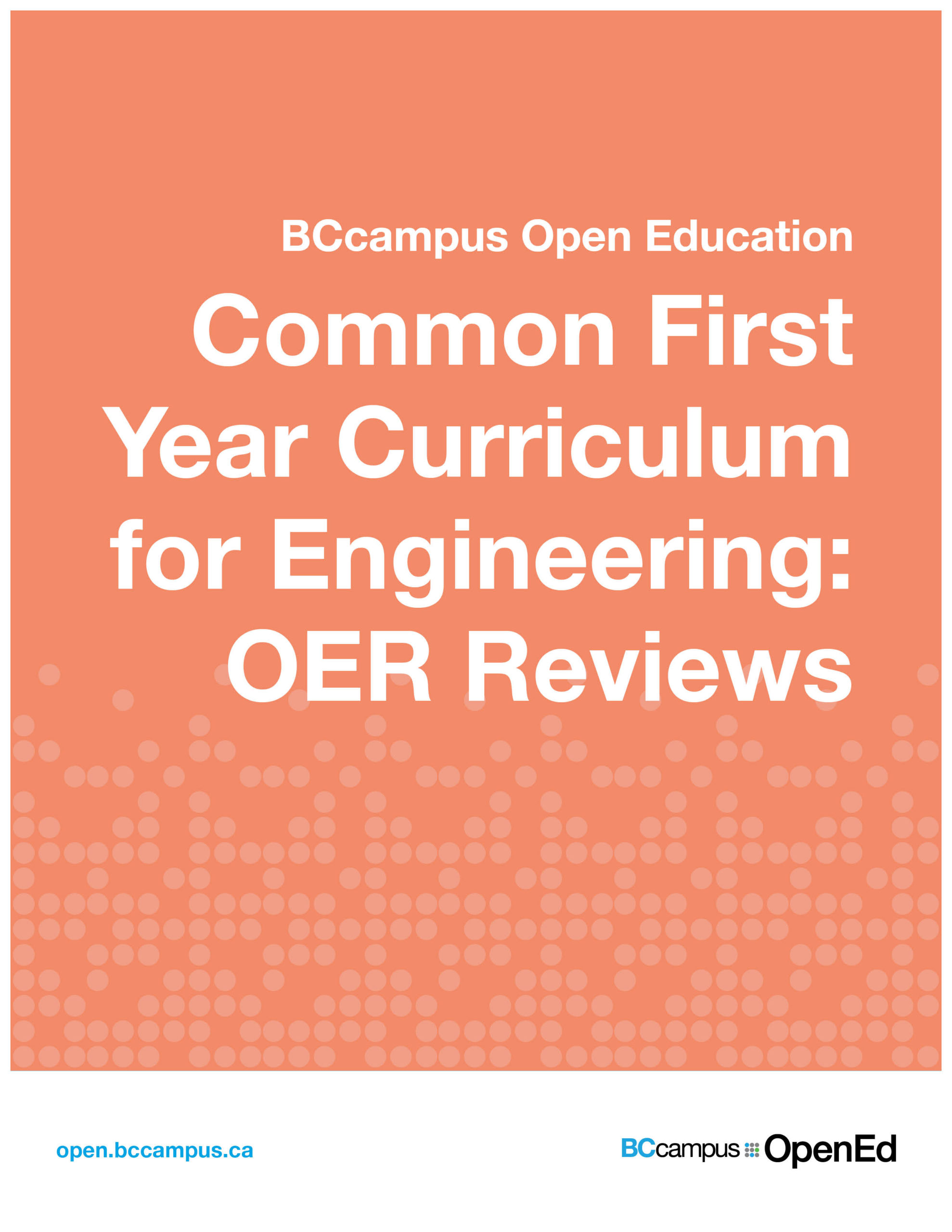 Cover image for Common First Year Curriculum for Engineering: OER Reviews