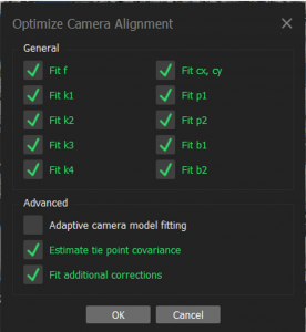 Optimize camera alignment settings