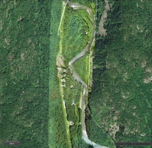 Orthomosaic result overlaid onto satellite image