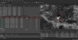 Screen shot of MetaShape showing the placement of the marker flag for GCP 1 in the center of the target in the first photo