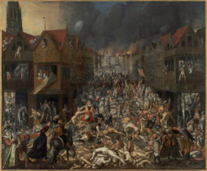 The violent sacking and looting of cities in the lowlands, known as the "Spanish Fury"