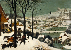 The cold winters of the little Ice Age were recorded in Dutch and Flemish paintings such as Hunters in the Snow by Pieter Bruegel (c. 1525-69)
