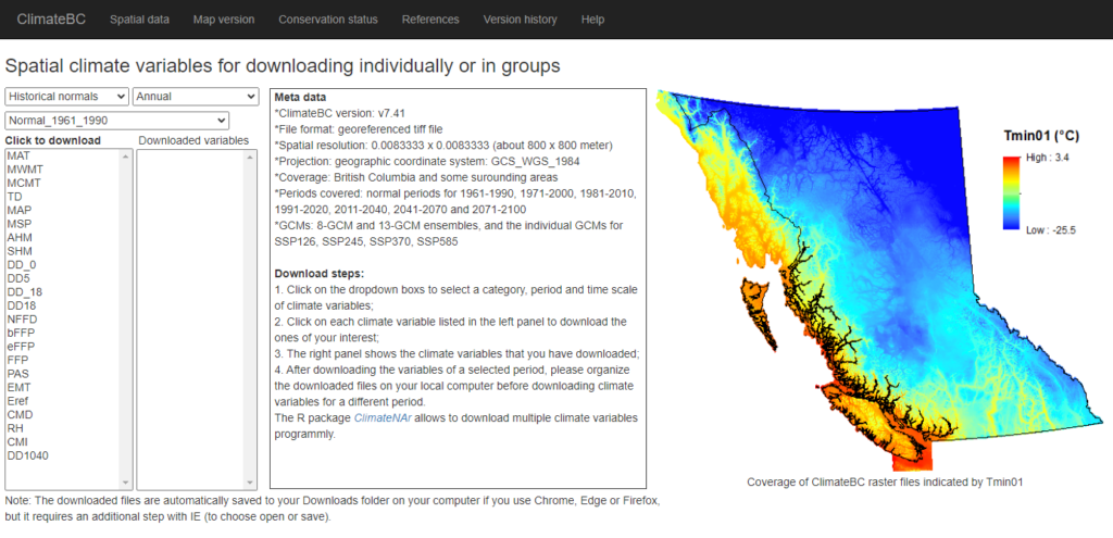 ClimateBC pre-generated raster files