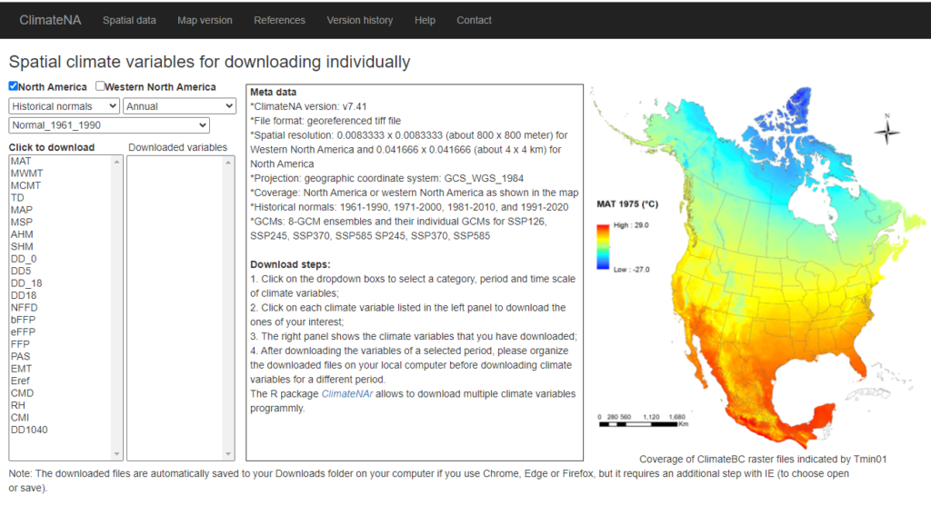 ClimateNA pre-generated climate layers