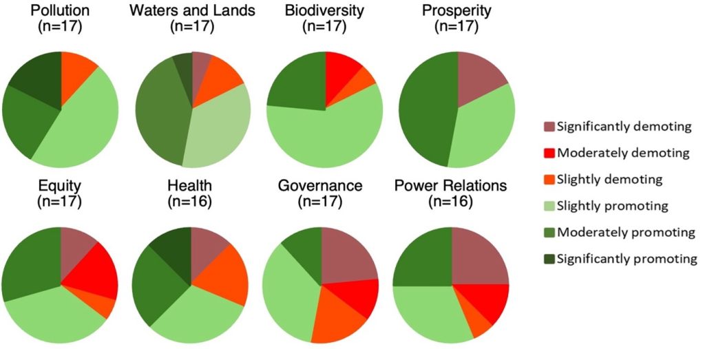 Pie charts showing the results for each dimension, with slices representing the distribution of responses within each dimension.