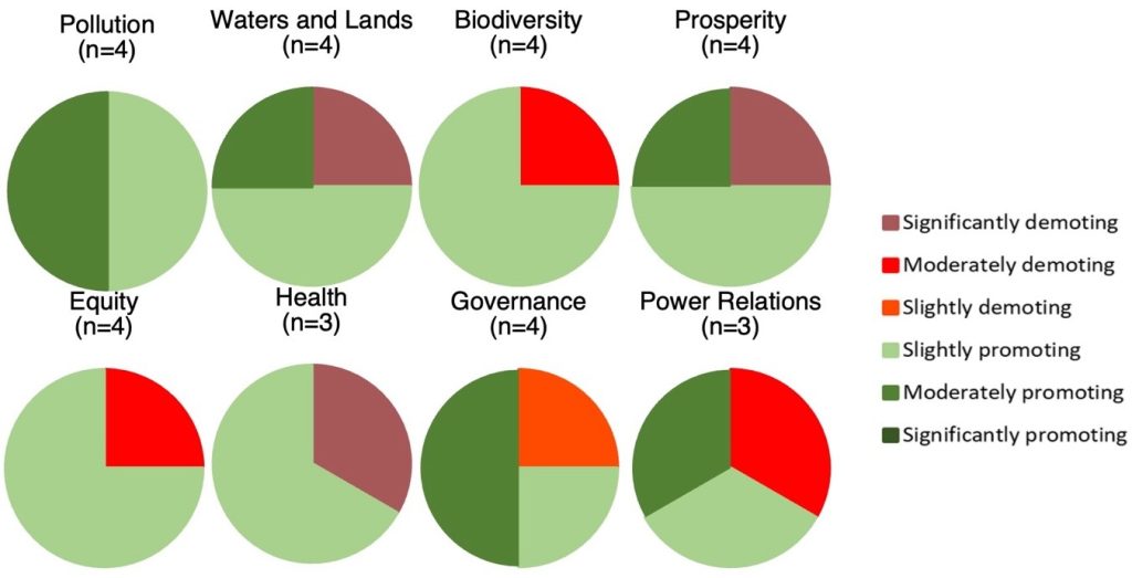 Pie charts showing the results for each dimension, with slices representing the distribution of responses within each dimension.