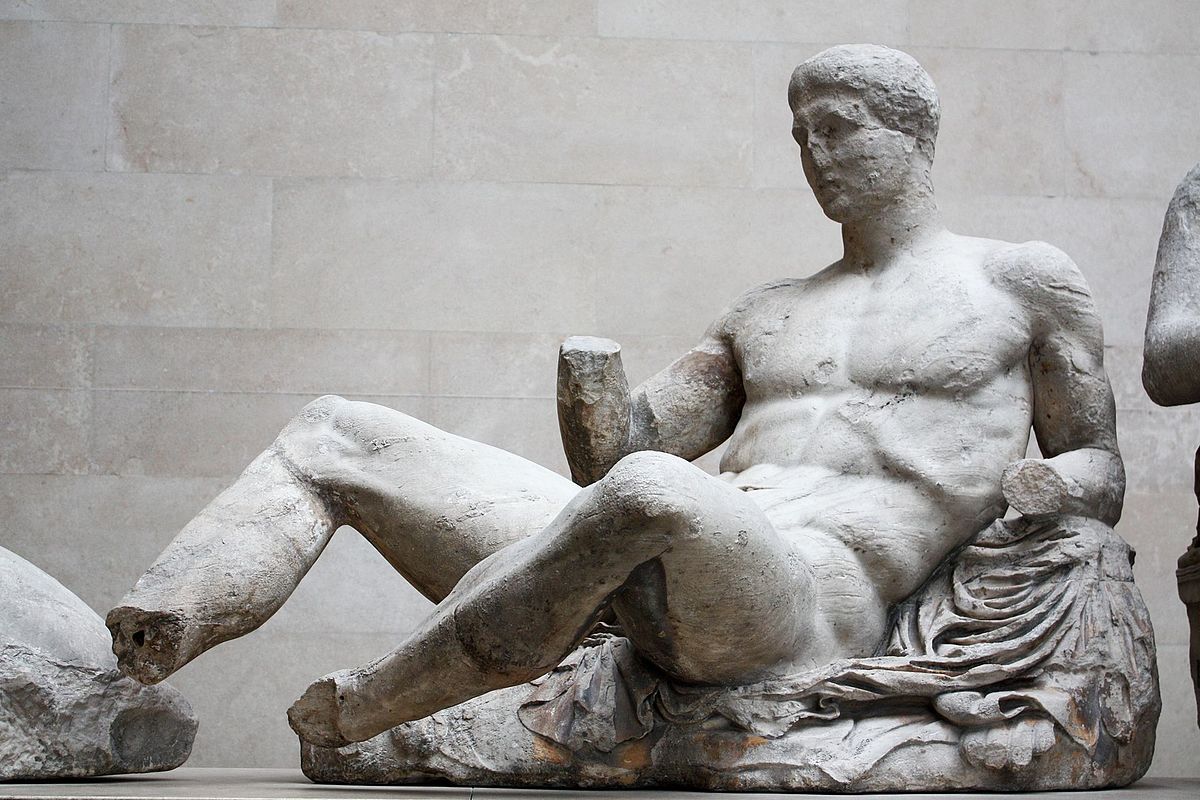 Dionysus, in the nude, reclining. He is youthful with short hair.
