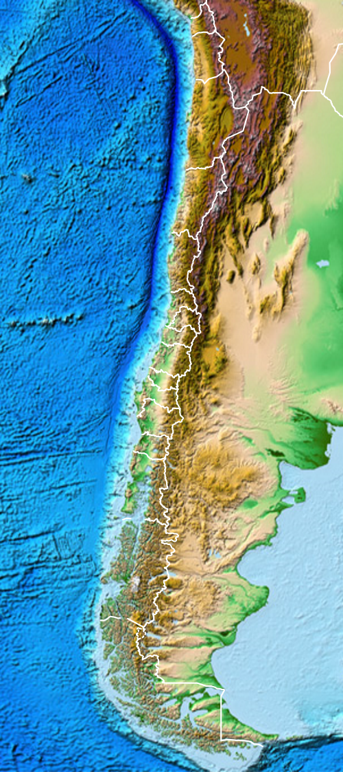 Relief map of Chile