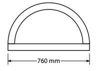 A semicircle with a diameter of 760 millimetres.