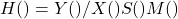 H(ω) = Y(ω)/X(ω)S(ω)M(ω)