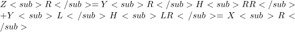 Z<sub>R</sub> = Y<sub>R</sub>H<sub>RR</sub> + Y<sub>L</sub>H<sub>LR</sub> = X<sub>R</sub>