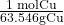 \frac{\text{1 molCu}}{\text{63.546gCu}}