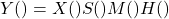 Y(ω) = X(ω)S(ω)M(ω)H(ω)