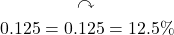 \begin{equation*}\begin{split} &\curvearrowright \\ 0.125=0&.125=12.5\% \end{split}\end{equation*}