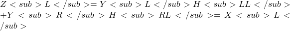Z<sub>L</sub> = Y<sub>L</sub>H<sub>LL</sub> + Y<sub>R</sub>H<sub>RL</sub> = X<sub>L</sub>