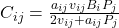 \Large C_{ij}= \frac{a_{ij} v_{ij} B_i P_j}{2v_{ij} + a_{ij} P_j}