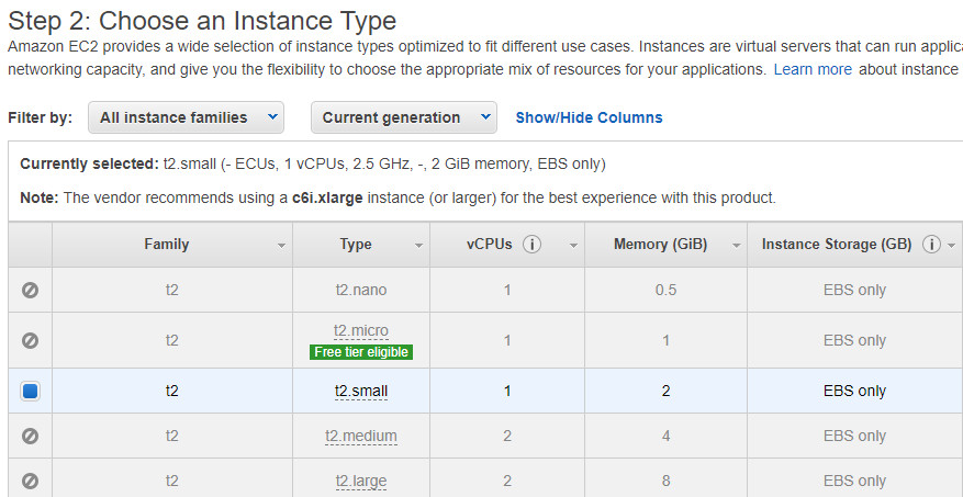 Select FortiGate instance type